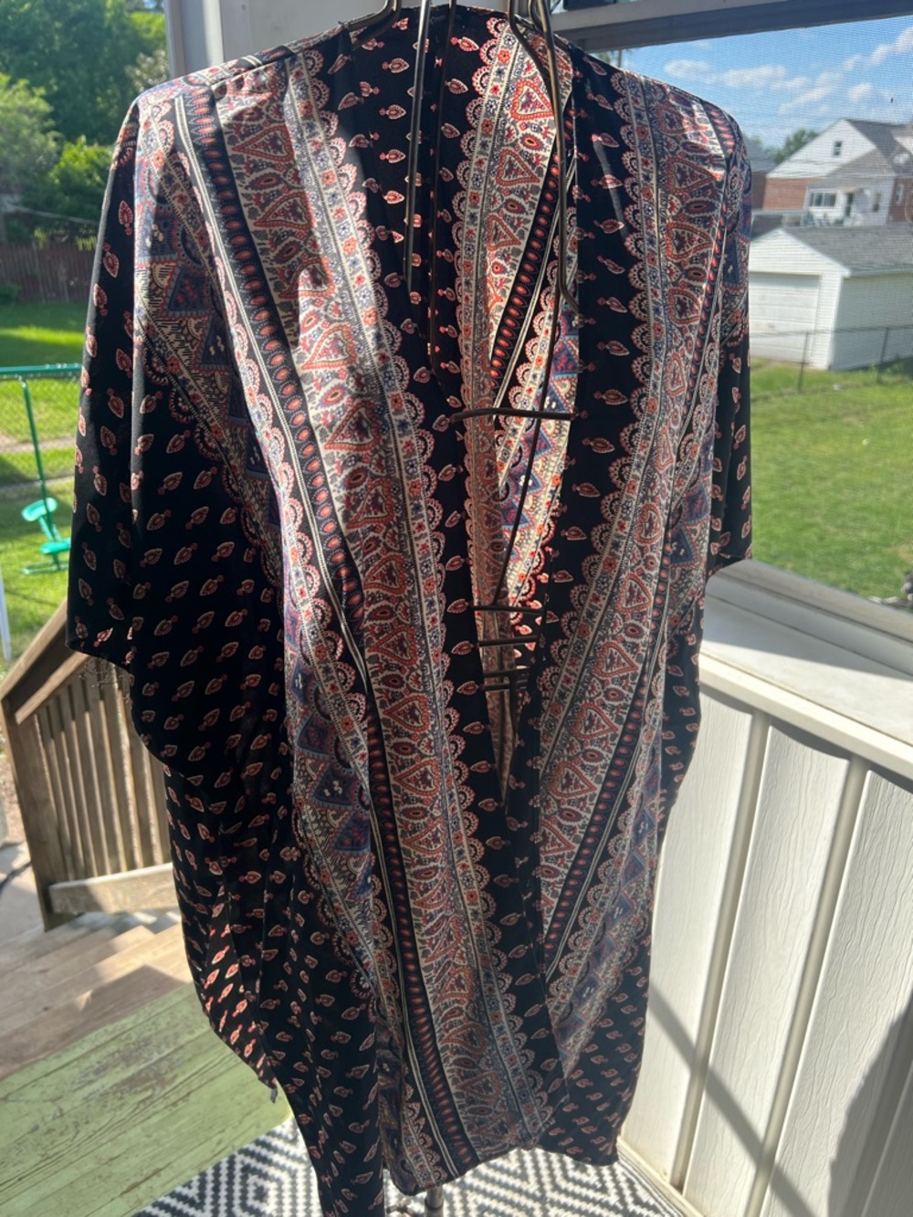 Black Paisley Print Kimono Cardigan - Women's Lightweight Layer